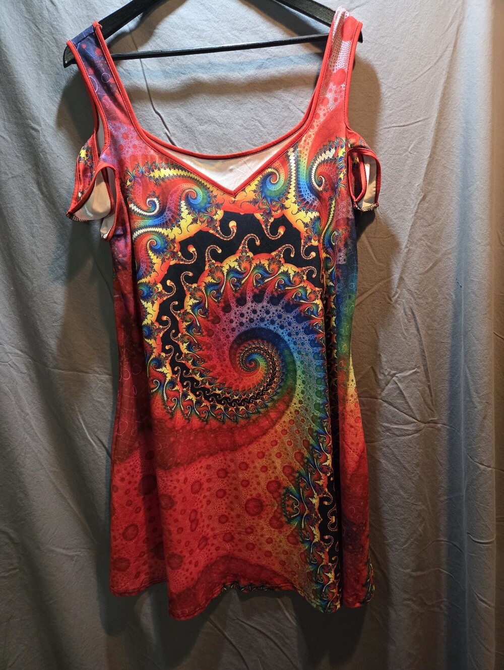 Vibrant Multicolor Spiral Print Women's Tank Dress